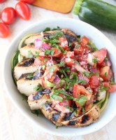 Gluten Free Bruschetta Grilled Chicken Zoodle Bowls