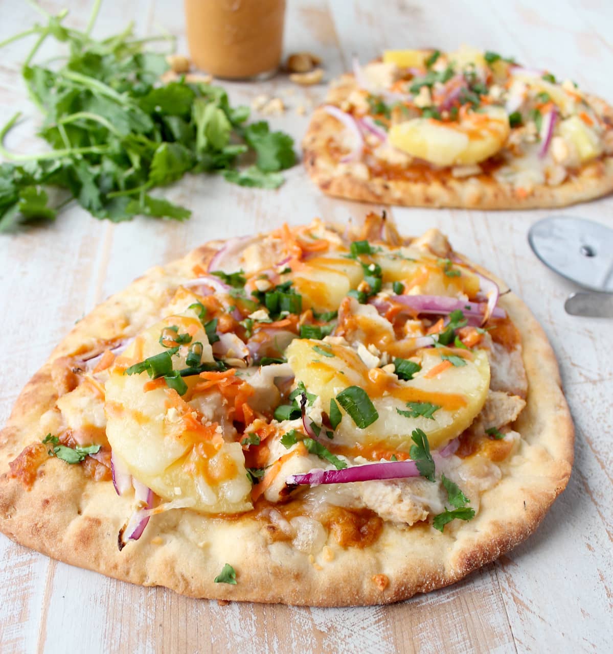 Easy Naan Pizza Recipe with Thai Peanut Chicken