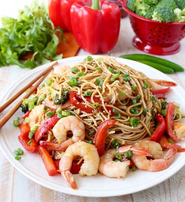 Teriyaki Shrimp Lo Mein One Pot Recipe - WhitneyBond.com