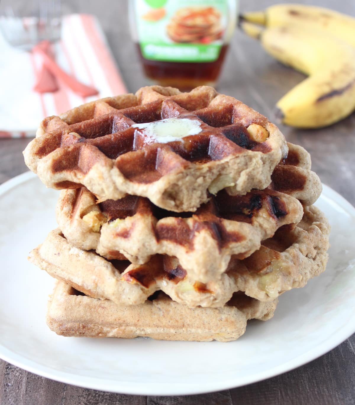 Easy Banana Belgian Waffle Recipe- Crispy, Buttery, Nom.