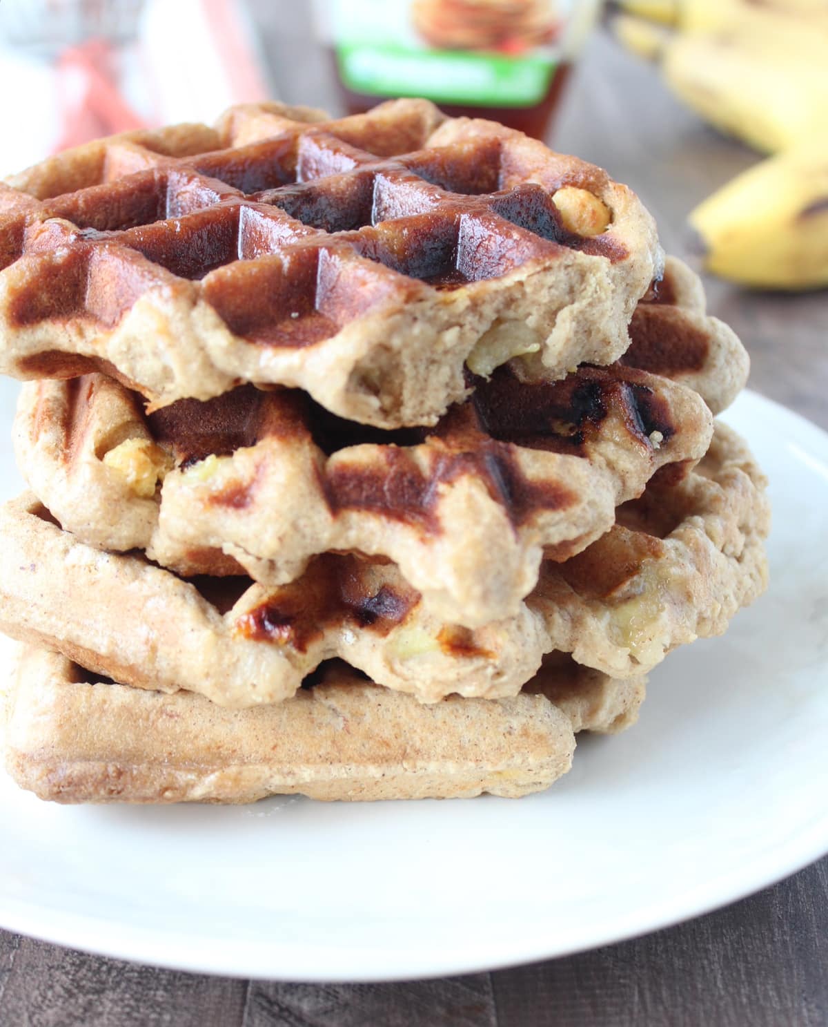 Easy Banana Belgian Waffle Recipe- Crispy, Buttery, Nom.