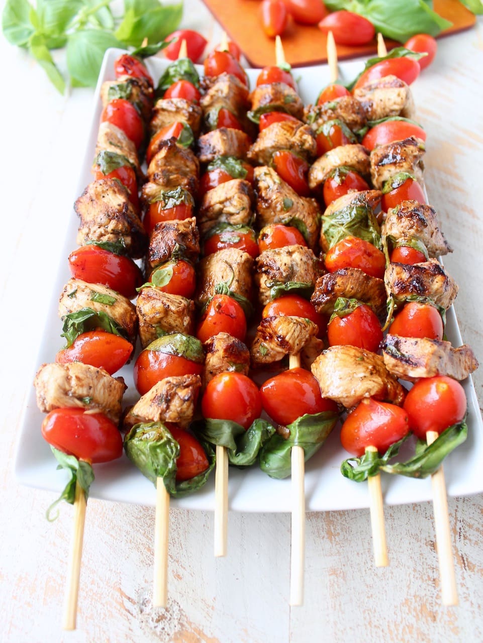 Tomato Basil Chicken Skewers