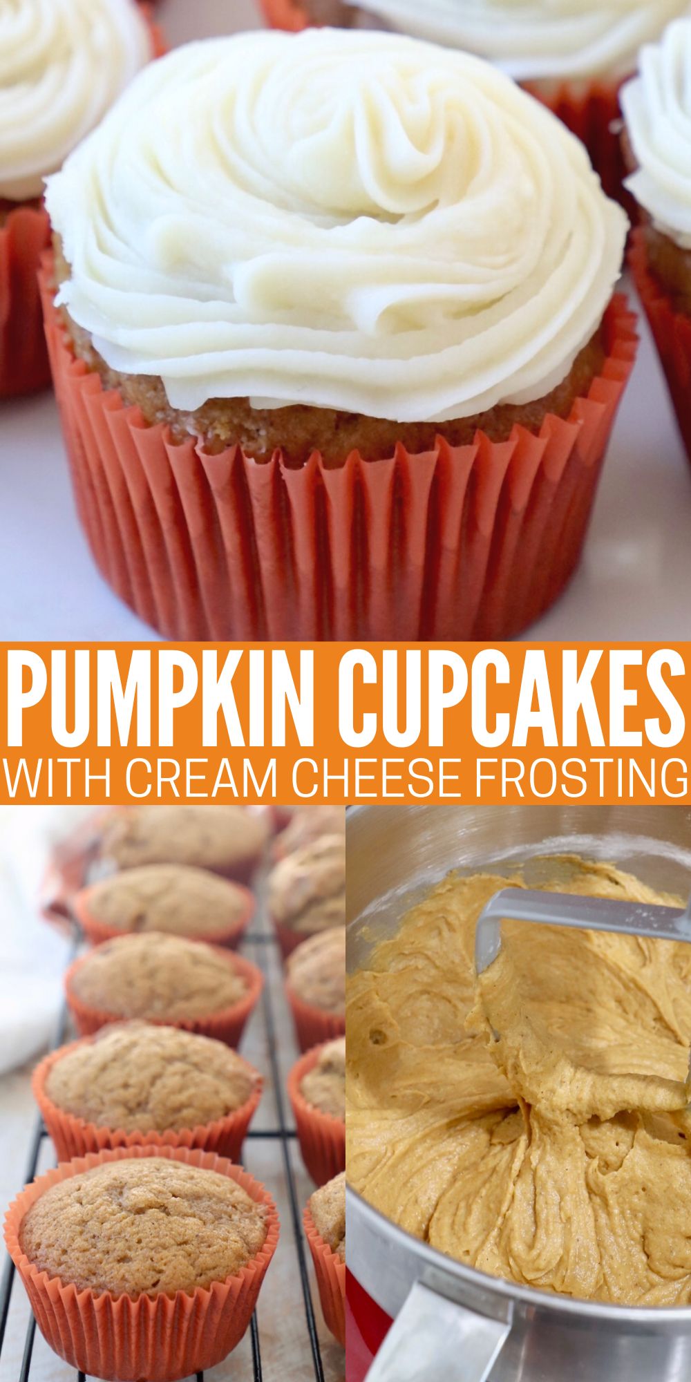 Pumpkin Cupcakes with Cream Cheese Frosting - WhitneyBond.com