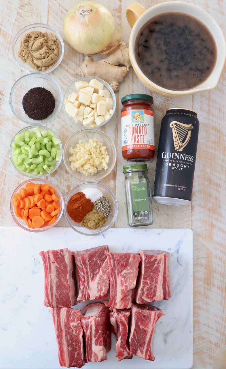 ingredients for Guinness braised short ribs