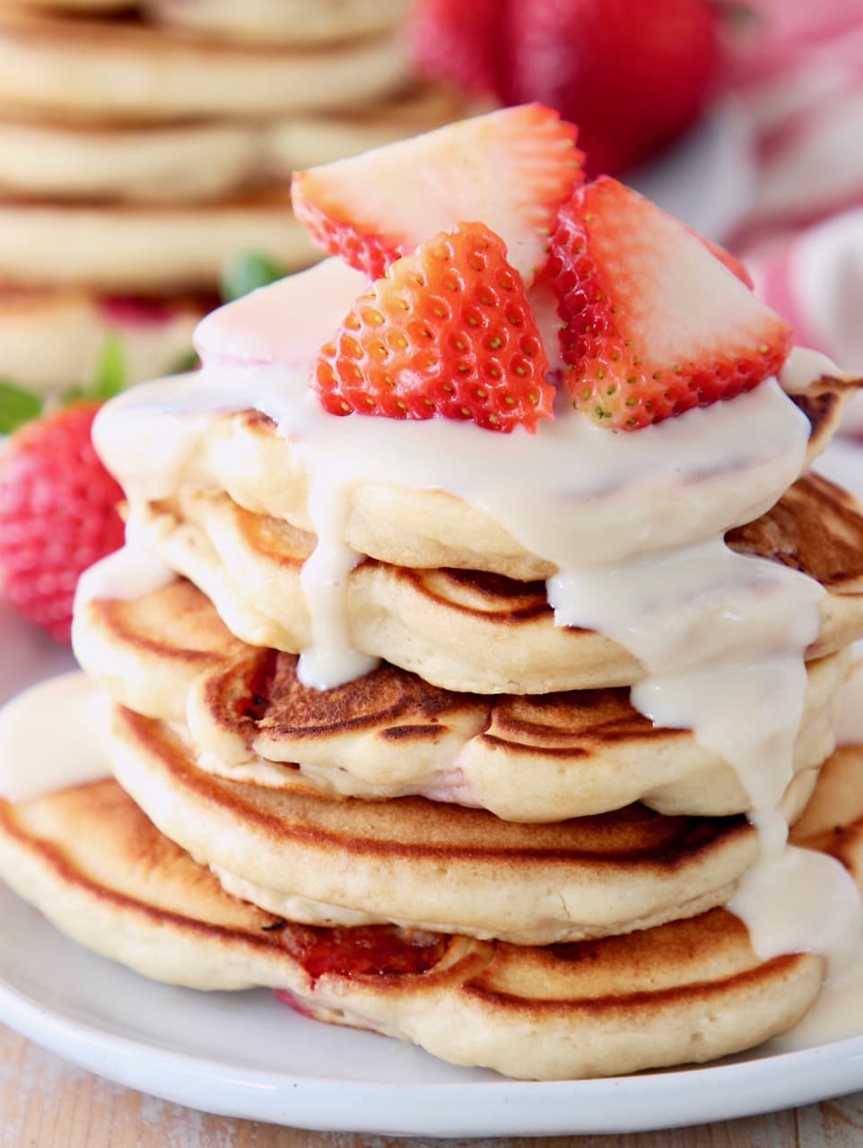 Mini Pancakes with Fresh Strawberries and Whipped Cream