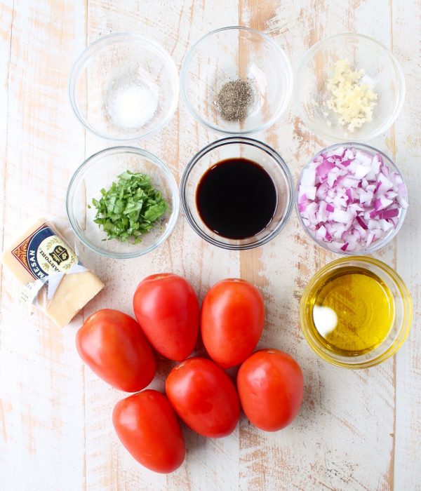 ingredients for tomato bruschetta