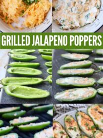collage of images showing how to make grilled jalapeno poppers
