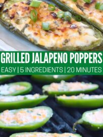 jalapeno poppers on grill and cooked served on a white plate