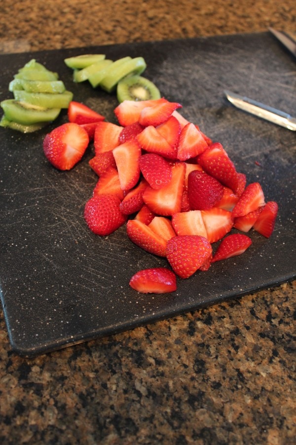 Freshly Sliced Strawberries and Kiwi