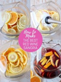 Collage of images showing how to make red sangria