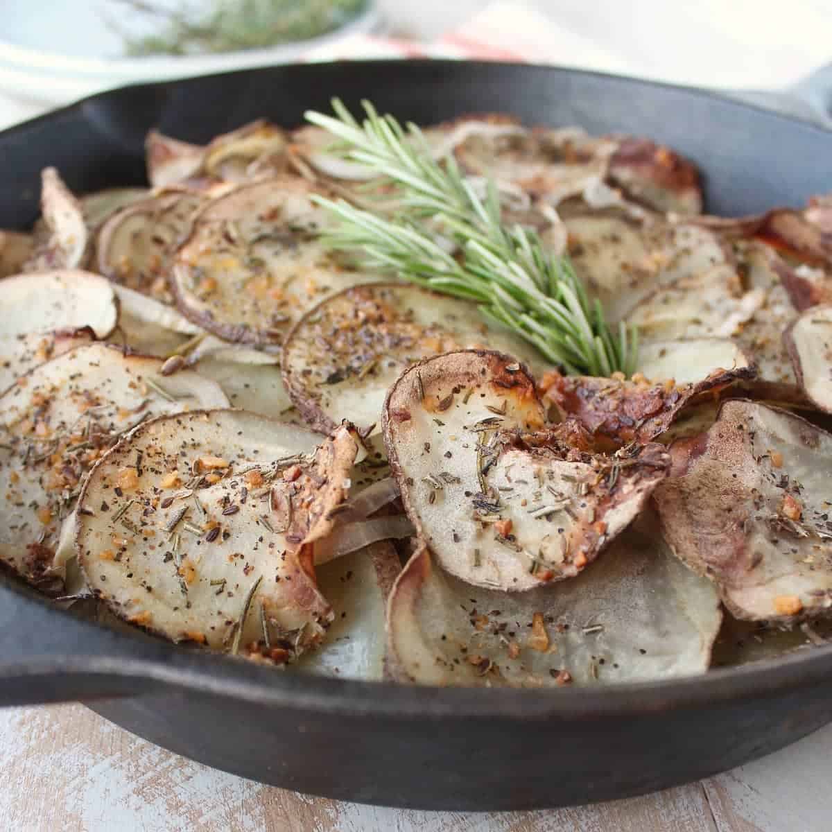 Cast Iron Skillet Potatoes - Biscuits & Burlap