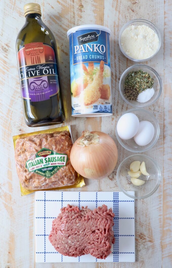 ingredients for Italian meatballs