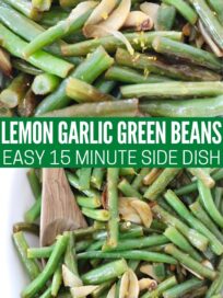 cooked green beans with slivers of garlic in bowl