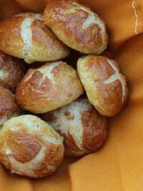 pretzel bread, pretzel buns, pretzel rolls, basket, bread, homemade pretzels, homemade pretzel buns