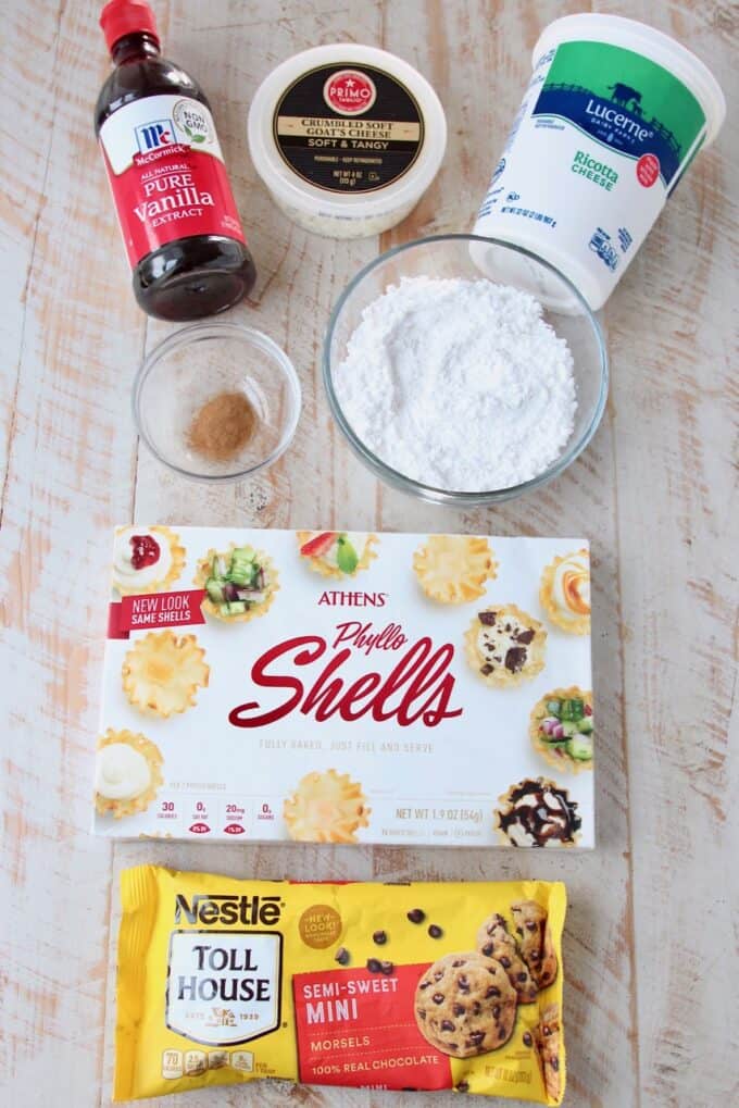 Ingredients for mini cannoli cups