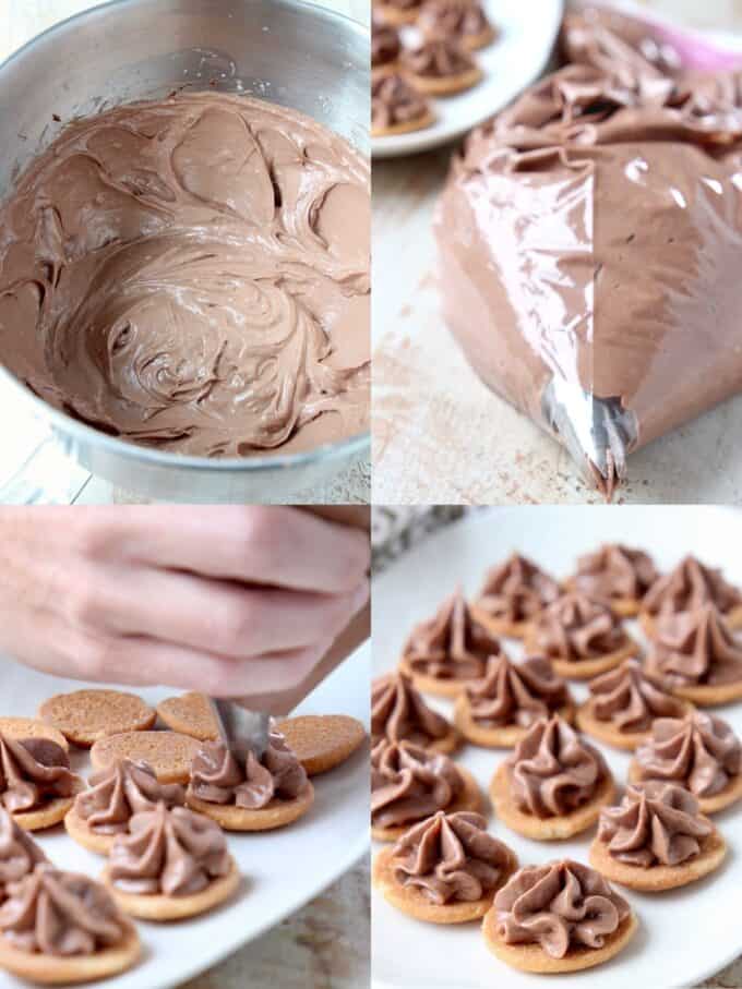 collage of images showing how to make nutella cheesecake bites