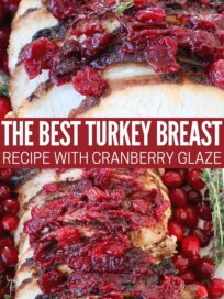 sliced turkey, covered with cranberry sauce