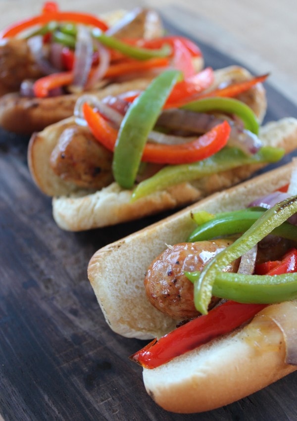 Grilled Sausage and Pepper Dogs