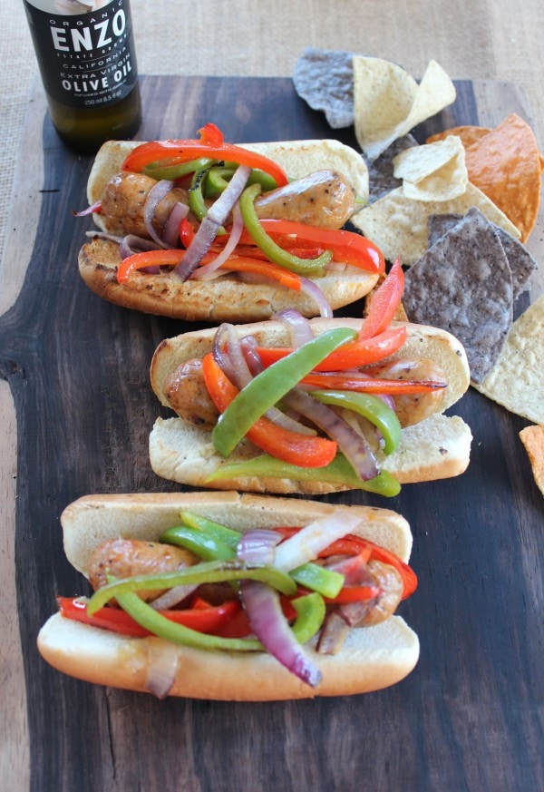 Grilled Sausage and Pepper Dogs