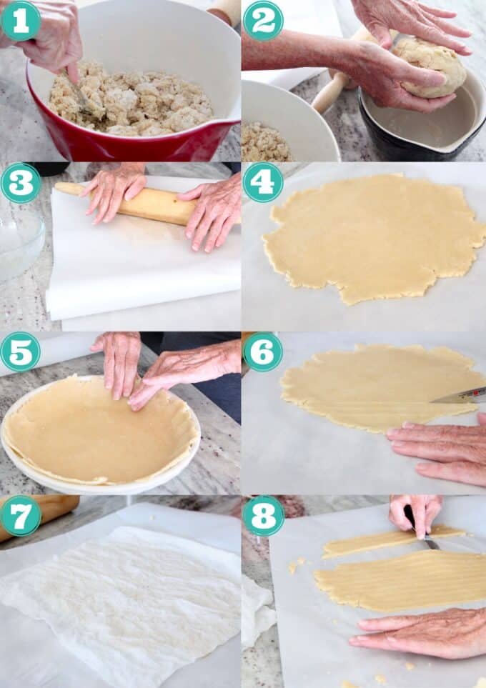 collage of images showing how to make classic pie crust