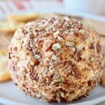 Buffalo cream cheese ball rolled in crushed pecans