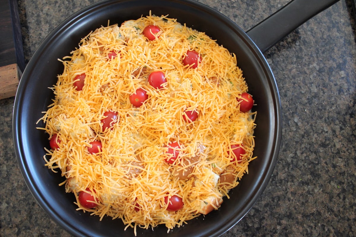 Tomato Herb Cheddar Bread Pudding Recipe