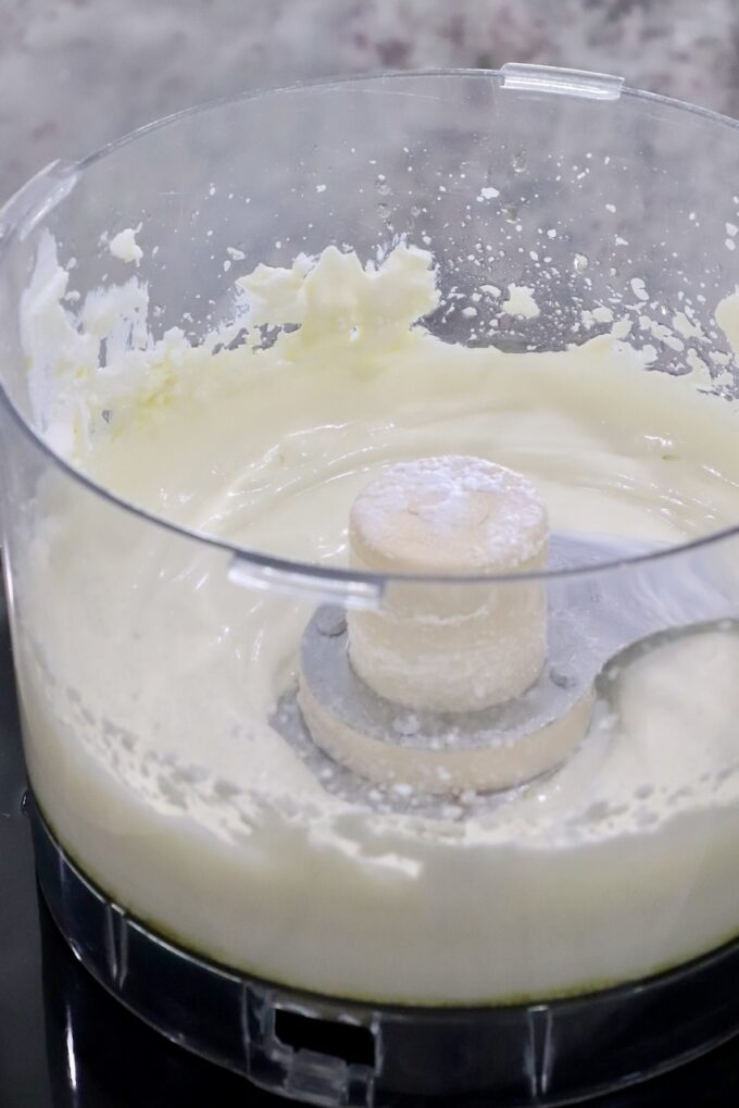 whipped ricotta cheese in a food processor