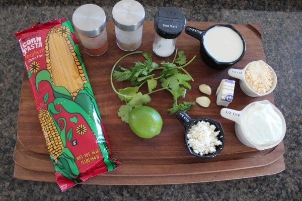 Mexican Corn Pasta with Chipotle Alfredo Ingredients