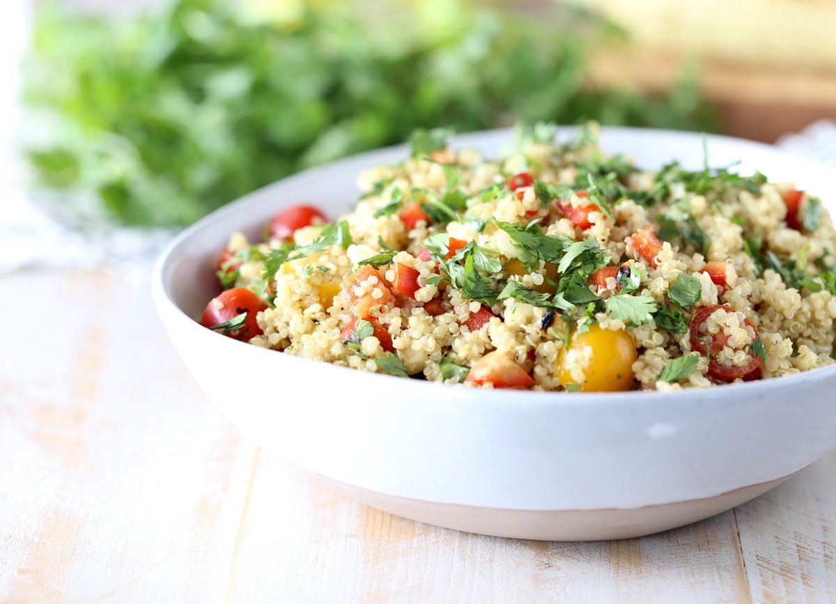 Corn Salad with Quinoa & Avocado Dressing