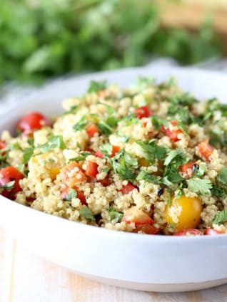 Vegan Quinoa Corn Salad with Cherry Tomatoes and Cilantro