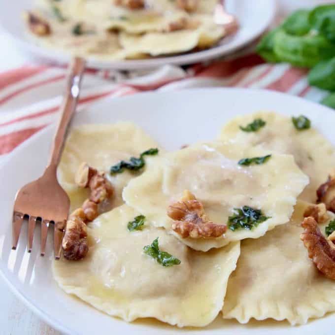 Sweet Potato Ravioli with Basil Brown Butter Sauce