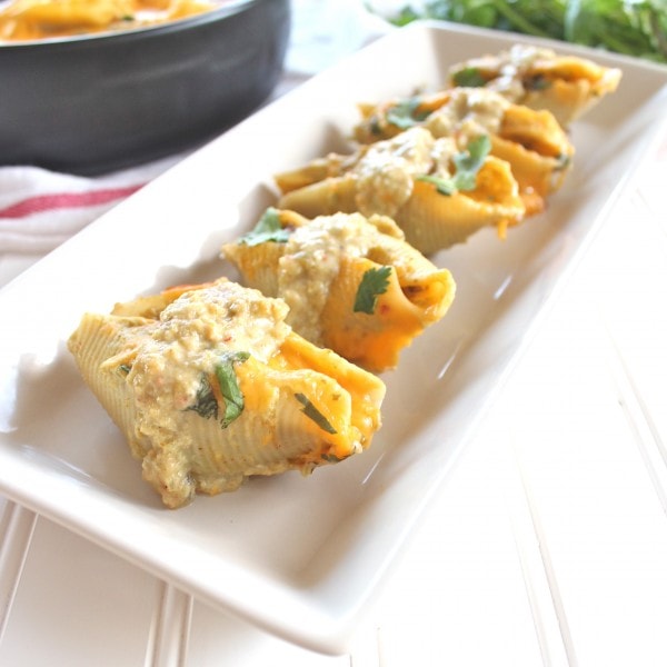 Mexican Stuffed Shells with Green Chili Sauce