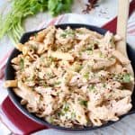 Spicy Mexican Chicken Cheesy Penne Pasta is a simple recipe that is quick and easy to whip up for a weeknight dinner in under 30 minutes!