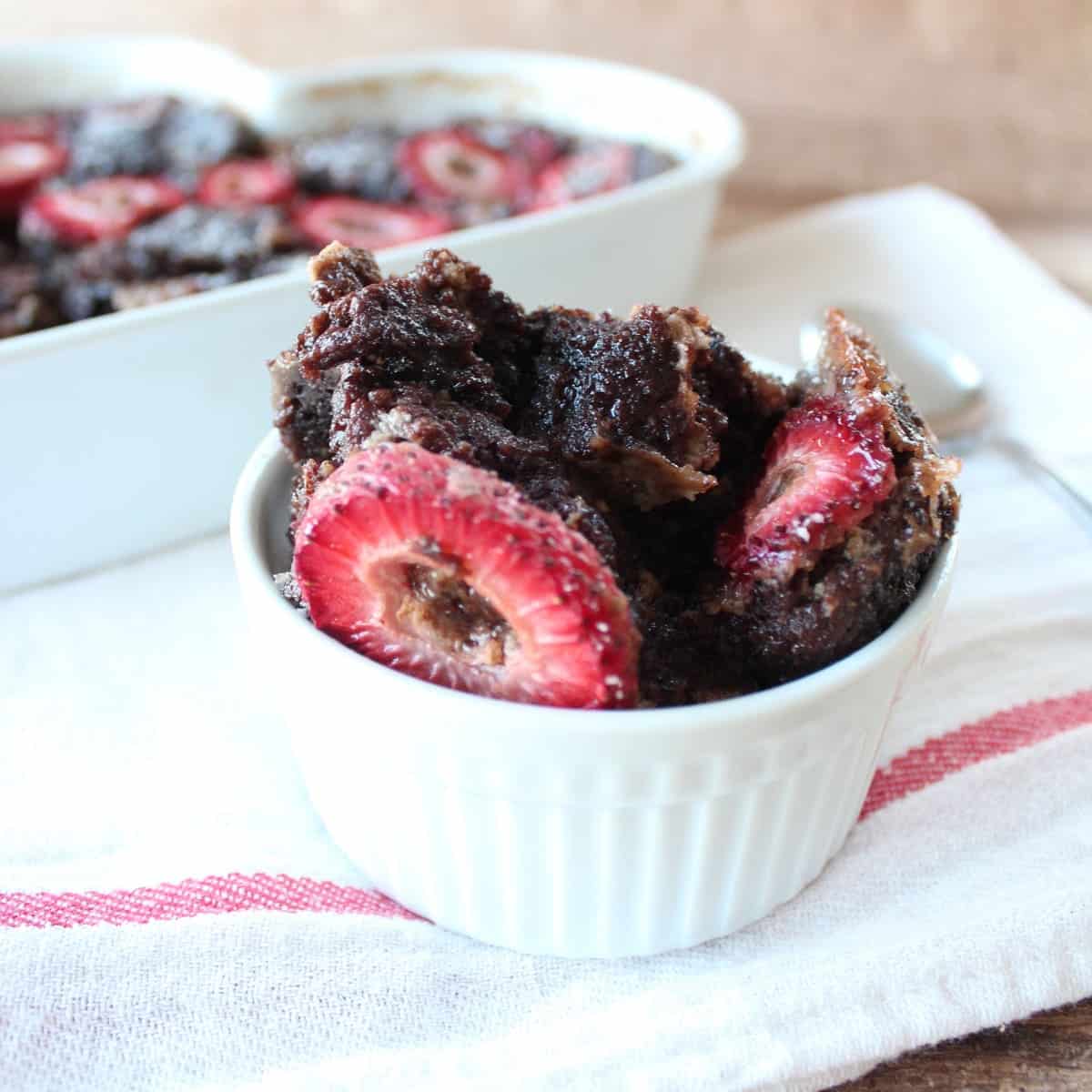Gluten Free Strawberry Brownie Bread Pudding