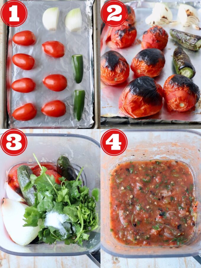 collage of images showing how to make homemade salsa