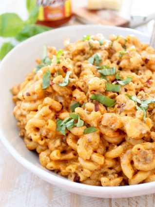 Cheeseburger Macaroni Recipe with Buffalo Sauce