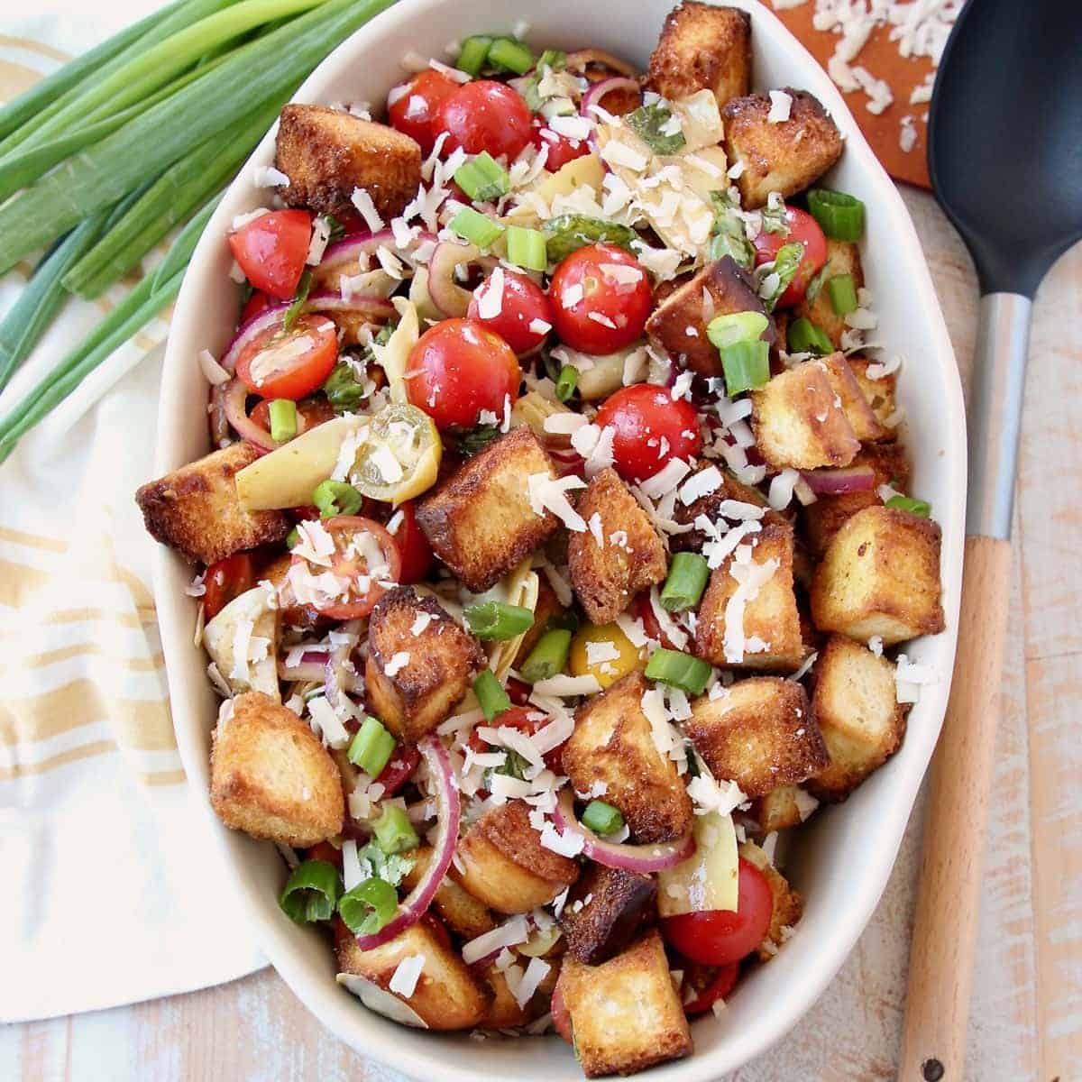 Basil Artichoke Panzanella Salad