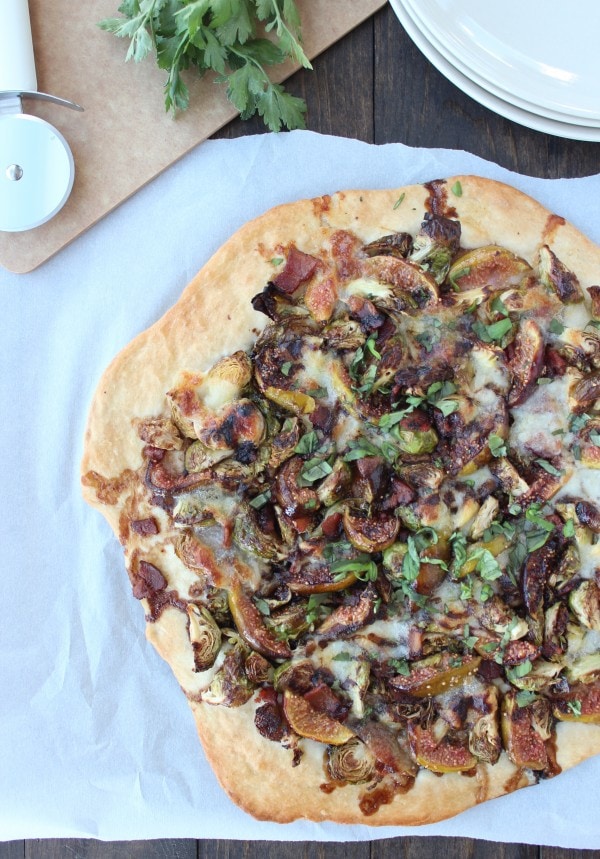 Honey Fig Bacon Brussel Sprouts Pizza