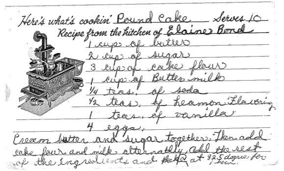 Grandmas Hand Written Pound Cake Recipe
