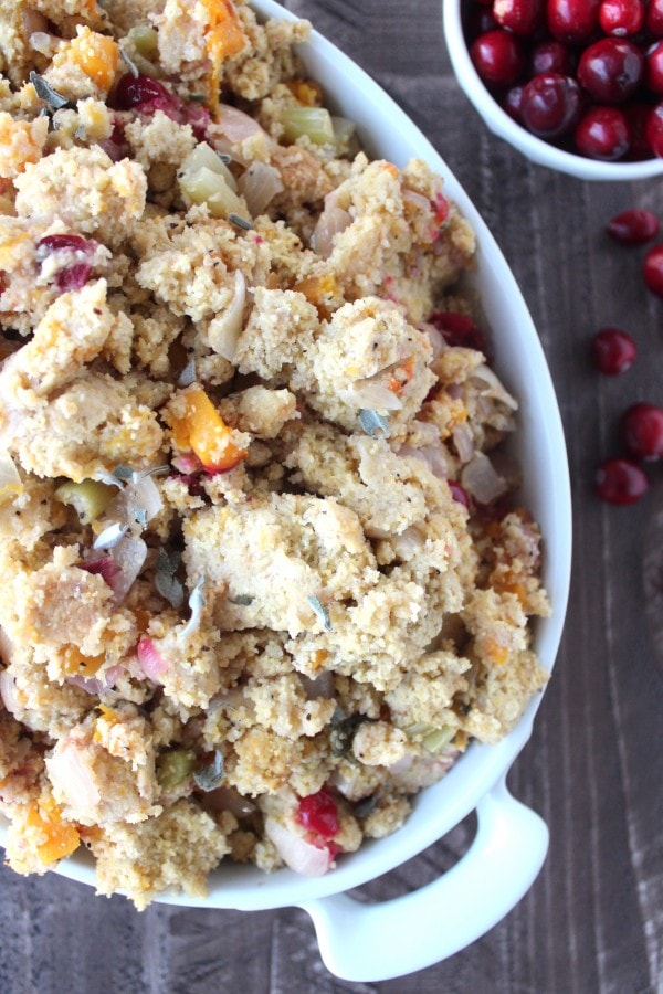 Gluten Free Butternut Squash Cranberry Cornbread Stuffing