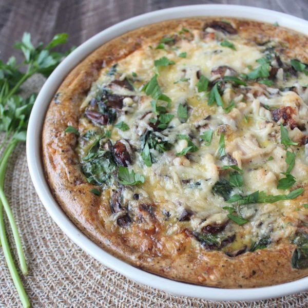 Spinach Mushroom Quiche with Stuffing Crust