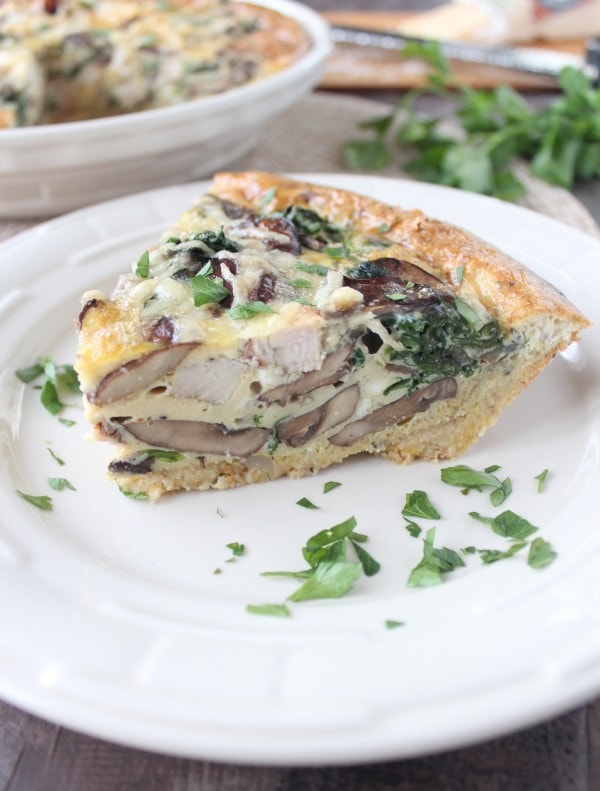 Mushroom Turkey Quiche with Stuffing Crust Recipe - WhitneyBond.com