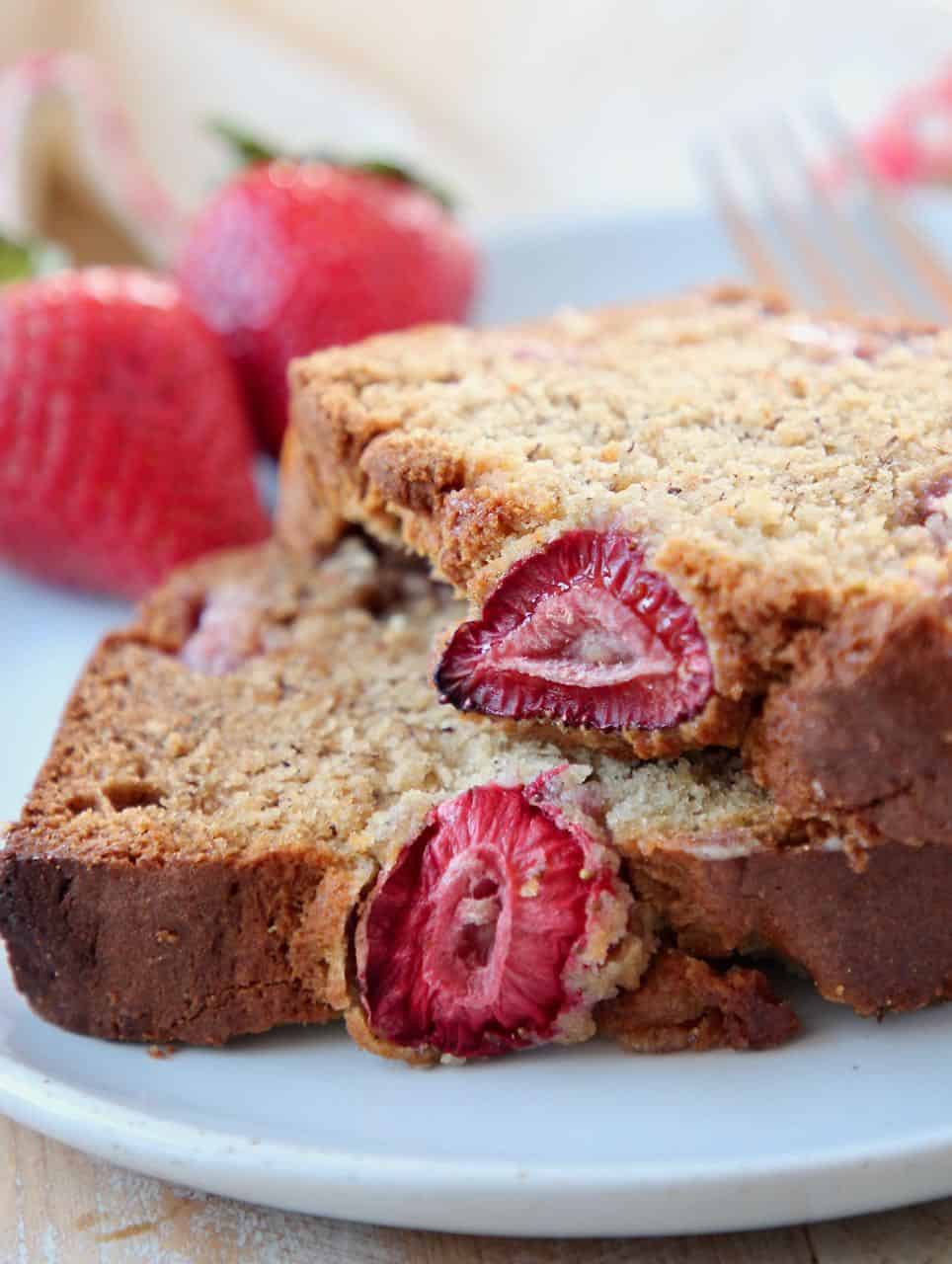 Slices of gluten free banana bread on plate