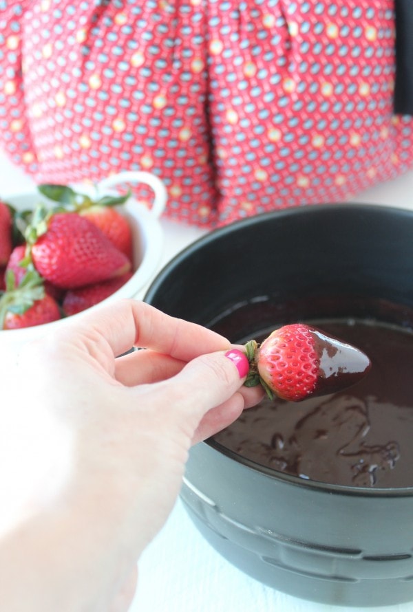 Slow Cooked Chocolate Dipped Strawberries
