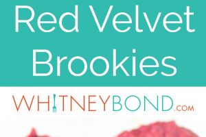 Red velvet chocolate chip cookie dough is layered on top of red velvet brownie batter in this delicious recipe for Red Velvet Brookies!