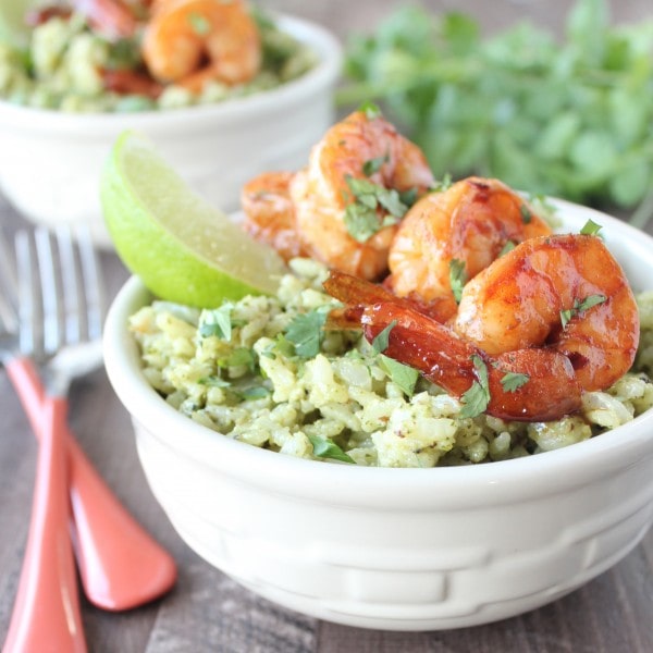 Cilantro Lime Pesto Risotto with Chili Lime Shrimp