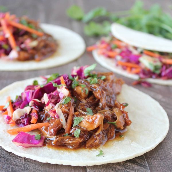 Slow Cooked Korean BBQ Chicken Tacos