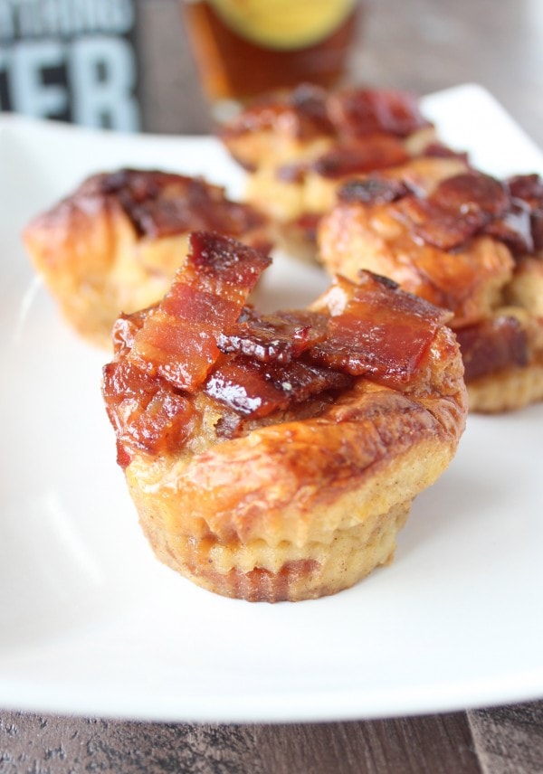 Maple Candied Bacon Bread Pudding Muffins