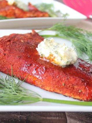 Blackened Grilled Salmon with Lemon Herb Compound Butter