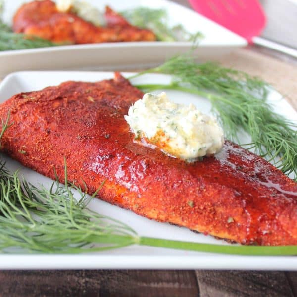 Blackened Grilled Salmon with Lemon Herb Compound Butter